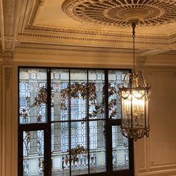 The Museum of Kansas City - The stunningly beautiful leaded glass window in the grand staircase of the KC Museum, where once a  Fairy Princess sat on her throne!