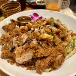 Thai Saap Noodles & Rice Kitchen - Pad woonsen with crispy pork and chicken.