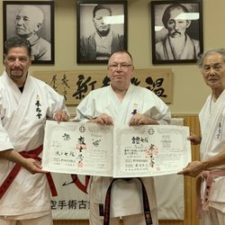 Okinawa Karate Center UchinaaDiKan - Presentation of promotion by Luis Morales, 10th Dan and Tetsuhiro Hokama, 10th Dan Okinawa, Japan