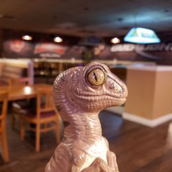 Fairborn Place BBQ - Bob the Raptor says "These mammals have pool tables and stuff!"