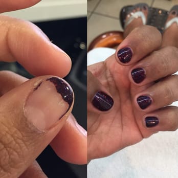 Sun Nails - Image on the right was taken 1-16-16. Image on the left was taken 1-29-16. The gel chipped and peeled. - Nail Salons Near Me - Los Angeles, California