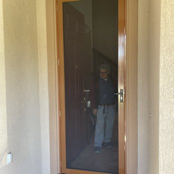 Security Screen Doors - Custom brown color. Hinged security screen door. No bugs, no thief's, fresh air with full visibility. - Security Systems Near Me - Los Angeles, California