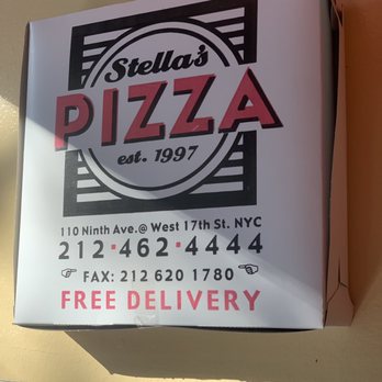 Stella's Pizza - A pizza box with their insignia! - Pizza Near Me - New York, New York Stella's Pizza - A pizza box with their insignia! - Pizza Near Me - New York, New York