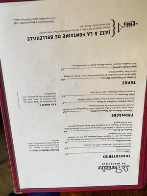 Menu photo 5 La Fontaine de Belleville Paris, 75