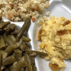 Big Man BBQ - Veggie plate with green beans, vinegar slaw and hash brown casserole