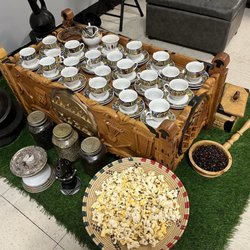 Bethel Cafe - The coffee cups and saucers are ready to go as well as beans to be roasted on site