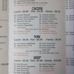 Fortune Cookie Chinese Restaurant - New menu