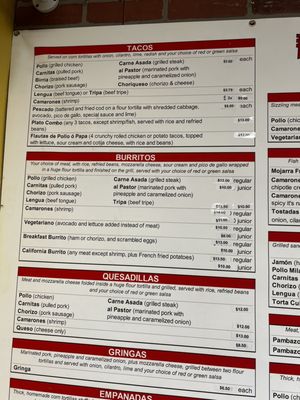 Menu photo 3 La Chabelita Taqueria Beaverton, OR