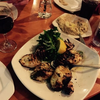 Greek Taverna - Calamari stuffed with Greek cheese. - Greek Near Me - Edgewater, New Jersey Greek Taverna - Calamari stuffed with Greek cheese. - Greek Near Me - Edgewater, New Jersey