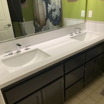 McKenzie Stone & Tile - two sinks in a bathroom - Flooring Near Me - Eugene, Oregon