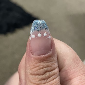 Q Nails - Right thumb with 5 sloppy dots - Nail Salons Near Me - Coal Township, Pennsylvania Q Nails - Right thumb with 5 sloppy dots - Nail Salons Near Me - Coal Township, Pennsylvania