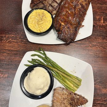 13 Bones - Grilled Tuna, asparagus, mashed potatoes Steak & Rib Combo with Mac & Cheese - Salad Near Me - Mount Airy, North Carolina 13 Bones - Grilled Tuna, asparagus, mashed potatoes Steak & Rib Combo with Mac & Cheese - Salad Near Me - Mount Airy, North Carolina