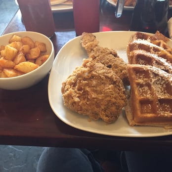 Shanes Brooklyn - Chicken & waffles with home fries - New American Near Me - Brooklyn, New York Shanes Brooklyn - Chicken & waffles with home fries - New American Near Me - Brooklyn, New York