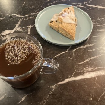 The Literary - Coffee And Vegan Blueberry Scone - Bookstores Near Me - Champaign, Illinois