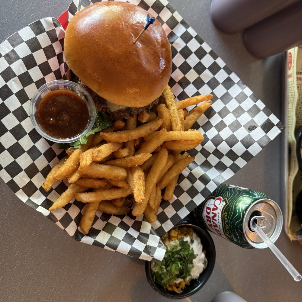 Big Red’s BBQ - Bacon Avocado Burger w/fries& street corn and canda dry - Desserts Near Me - Oroville, California Big Red’s BBQ - Bacon Avocado Burger w/fries& street corn and canda dry - Desserts Near Me - Oroville, California