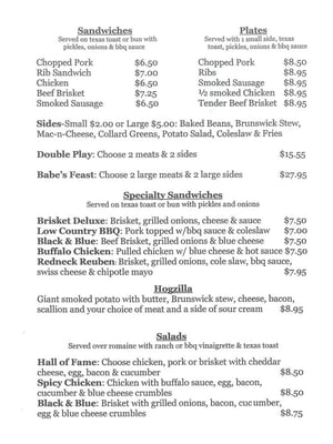 Menu photo 6 Babe's Smokehouse Garden City, GA