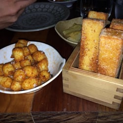 Pigs and Pints - Horseradish gems (left), Chickpea chips (right)