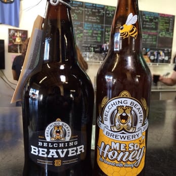 Belching Beaver Pub 980 - What I went home with. Peanut Butter Stout and Me So Honey - Brewpubs Near Me - Vista, California