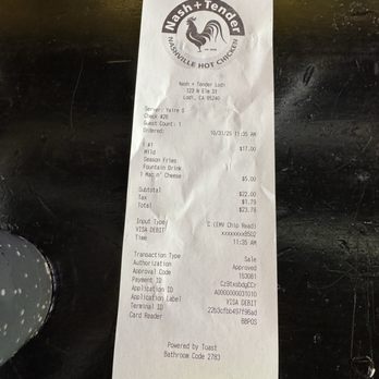 Nash + Tender Lodi - A receipt - American Near Me - Lodi, California Nash + Tender Lodi - A receipt - American Near Me - Lodi, California