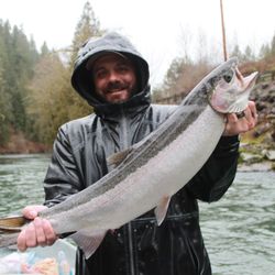 Steve's Guided Adventures - Brandon with first hole steelhead.