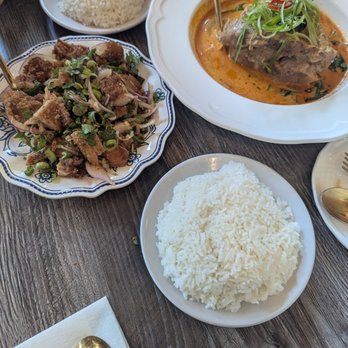 Laos In Town - lamb curry (right), khao mun gai tod (left) - Laotian Near Me - Washington, DC, District of Columbia Laos In Town - lamb curry (right), khao mun gai tod (left) - Laotian Near Me - Washington, DC, District of Columbia