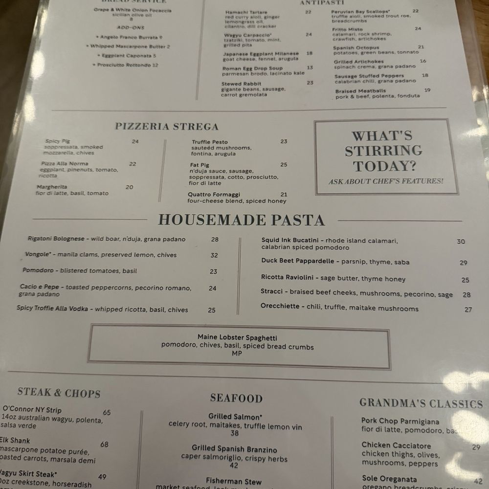 La Strega - Menu - Italian Near Me - Las Vegas, Nevada La Strega - Menu - Italian Near Me - Las Vegas, Nevada