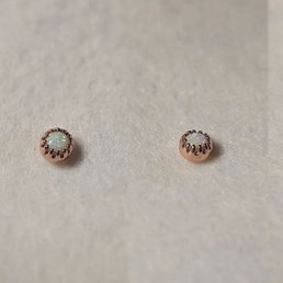 14k rose gold White opal cabochon