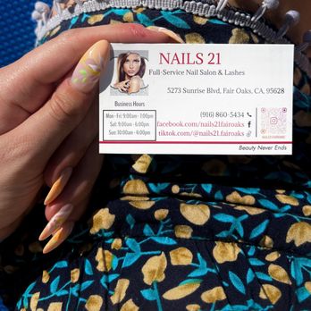 Nails 21 - Nails with business card - Nail Salons Near Me - Fair Oaks, California Nails 21 - Nails with business card - Nail Salons Near Me - Fair Oaks, California
