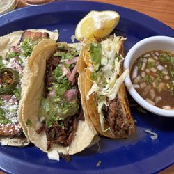Taco trio with consume