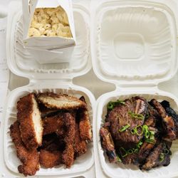 Roxy's Island Grill - Large Side Order Kalbi Ribs, Large Side Order Chicken Katsu, Side 3 scoops Mac Salad