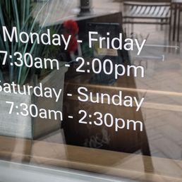 Hours of operation clearly displayed.