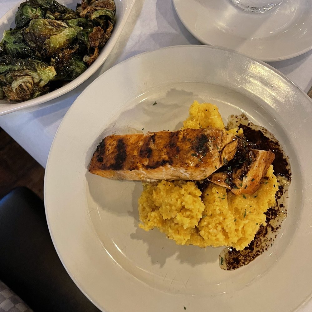 Madison's - My grilled Salmon cooked medium. the grits could have been a bit creamer for me but still fantastic! - Seafood Near Me - Port Royal, South Carolina Madison's - My grilled Salmon cooked medium. the grits could have been a bit creamer for me but still fantastic! - Seafood Near Me - Port Royal, South Carolina