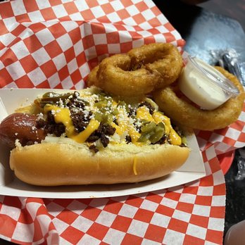 The Blacktop Grill - 1/4 lb. Mexicana Hotdog Onion Rings Basket - Hot Dogs Near Me - Tucson, Arizona The Blacktop Grill - 1/4 lb. Mexicana Hotdog Onion Rings Basket - Hot Dogs Near Me - Tucson, Arizona