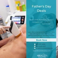 Miracle’s Body & Spa - Father's Day deals for Laser hair removal!  The month is still not over!
