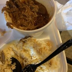 Delicias Latina Taco Truck - Shredded beef and white rice