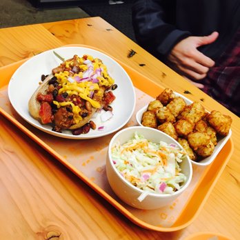 Next Level Burger - Chili Chz Dog + Tots + Coleslaw - Burgers Near Me - Lake Oswego, Oregon