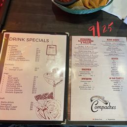 Drinks menu and kids/sides menu (Sep 2025)