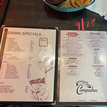 Los Compadres - Drinks menu and kids/sides menu (Sep 2025) - Mexican Near Me - Woodstock, Maryland Los Compadres - Drinks menu and kids/sides menu (Sep 2025) - Mexican Near Me - Woodstock, Maryland