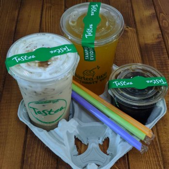 Tastea - House Special Coffee (medium sweet), Black Vietnamese Iced Coffee & Flavored Iced Tea (green tea w/ passion fruit juice, light sweetness) - Coffee & Tea Near Me - Alhambra, California Tastea - House Special Coffee (medium sweet), Black Vietnamese Iced Coffee & Flavored Iced Tea (green tea w/ passion fruit juice, light sweetness) - Coffee & Tea Near Me - Alhambra, California
