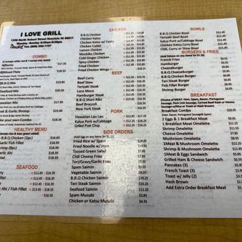 I Love Grill - Menu - Pan Asian Near Me - Honolulu, Hawaii