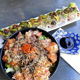 Caterpillar Roll and Medium Poke Bowl Caterpillar Roll and Medium Poke Bowl