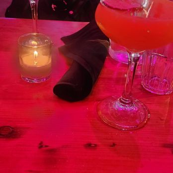 El Coco - The cocktails plus a view of the mostly empty restaurant - Tacos Near Me - New York, New York