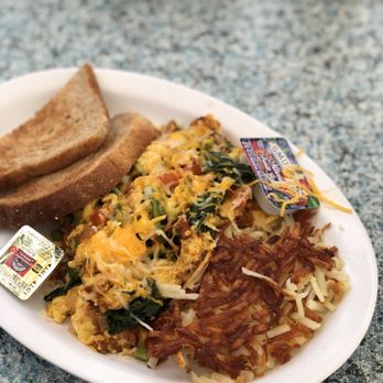 Olive Cafe - Sultan's Scramble with added spinach and cheese - Breakfast & Brunch Near Me - San Diego, California