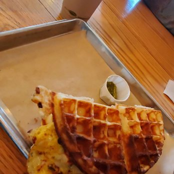 Just Wafflin - Breakfast waffle taco with an iced waffle latte. - Breakfast & Brunch Near Me - Stillwater, Oklahoma