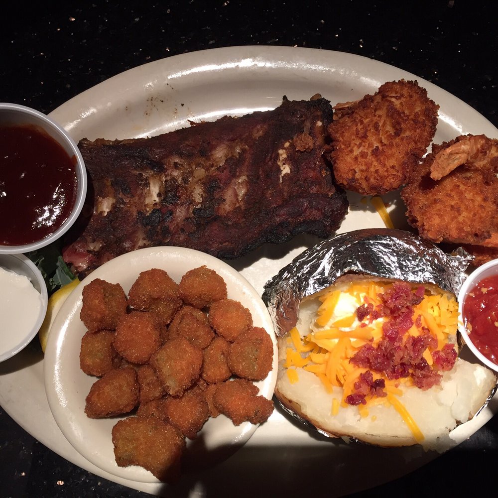 Two Frogs Grill - Ribs and shrimp $20 I know the ribs look dry but it's not - American Near Me - Ardmore, Oklahoma Two Frogs Grill - Ribs and shrimp $20 I know the ribs look dry but it's not - American Near Me - Ardmore, Oklahoma