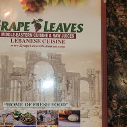 Grape Leaves Restaurant - Menu cover