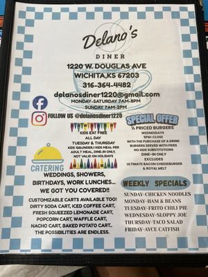 Menu photo 4 Delano's Diner Wichita, KS