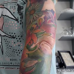 Chipper Harbin Tattoos - Left Sleeve colorwork