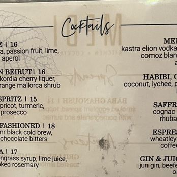 Medi Kitchen & Cocktail - Cocktail menu - Mediterranean Near Me - Chicago, Illinois