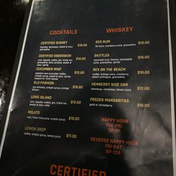 Certified Bar & Grill - Menu